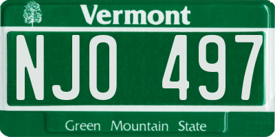 VT license plate NJO497