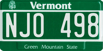 VT license plate NJO498
