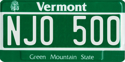 VT license plate NJO500