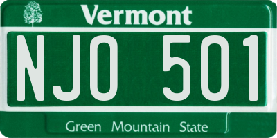 VT license plate NJO501