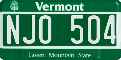 VT license plate NJO504