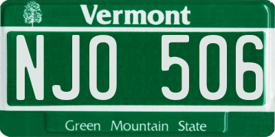 VT license plate NJO506