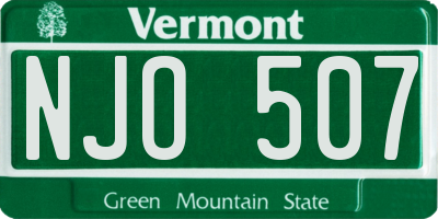 VT license plate NJO507