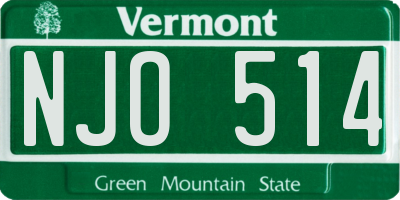 VT license plate NJO514
