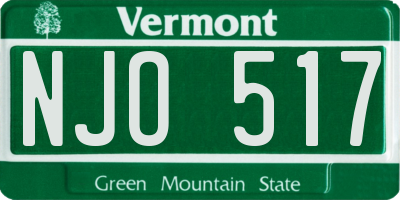 VT license plate NJO517