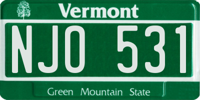 VT license plate NJO531