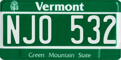 VT license plate NJO532
