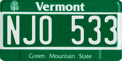 VT license plate NJO533