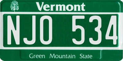 VT license plate NJO534