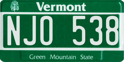 VT license plate NJO538