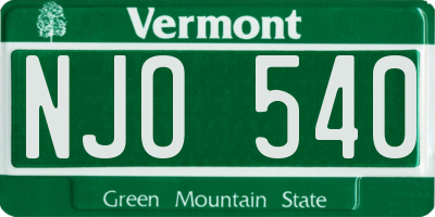 VT license plate NJO540