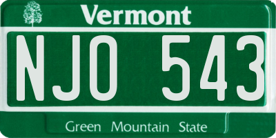 VT license plate NJO543