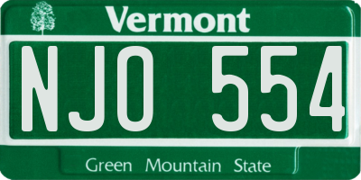 VT license plate NJO554