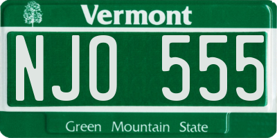 VT license plate NJO555