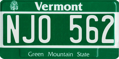 VT license plate NJO562