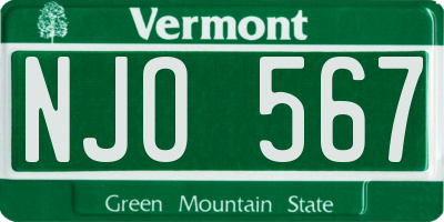 VT license plate NJO567