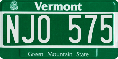 VT license plate NJO575