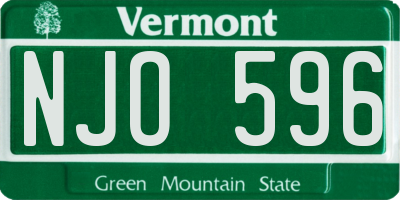 VT license plate NJO596