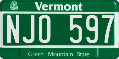 VT license plate NJO597