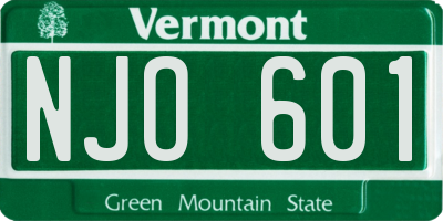 VT license plate NJO601
