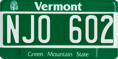 VT license plate NJO602