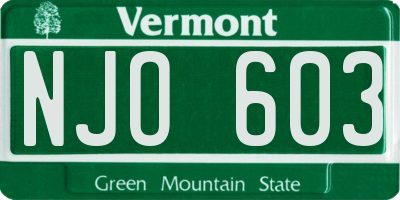VT license plate NJO603