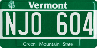 VT license plate NJO604