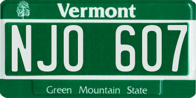VT license plate NJO607