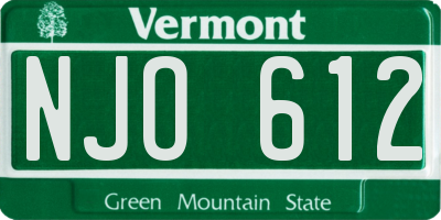 VT license plate NJO612
