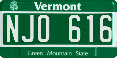 VT license plate NJO616