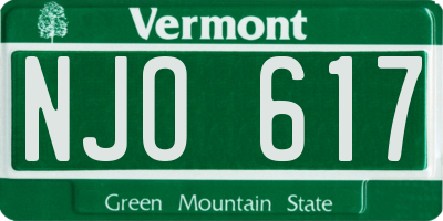 VT license plate NJO617