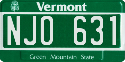 VT license plate NJO631
