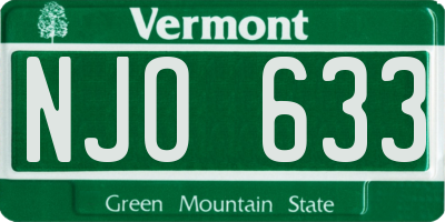 VT license plate NJO633