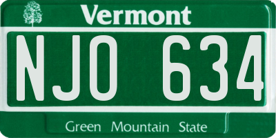 VT license plate NJO634