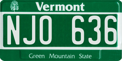 VT license plate NJO636
