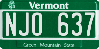 VT license plate NJO637