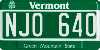 VT license plate NJO640