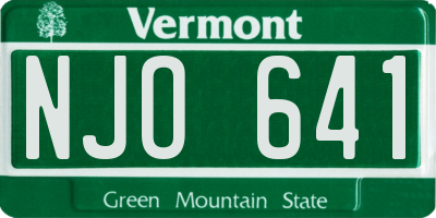 VT license plate NJO641