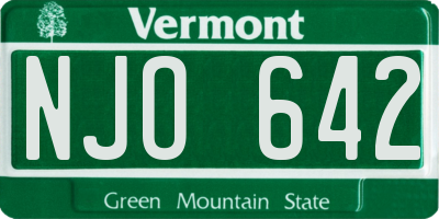VT license plate NJO642