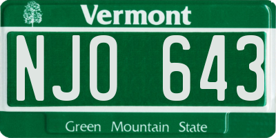 VT license plate NJO643