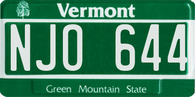 VT license plate NJO644