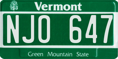 VT license plate NJO647