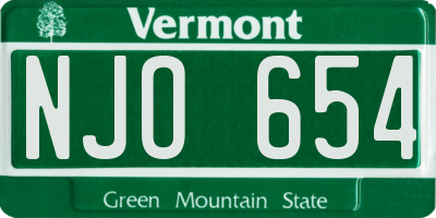 VT license plate NJO654