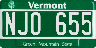VT license plate NJO655