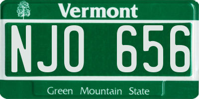 VT license plate NJO656