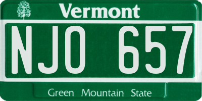 VT license plate NJO657