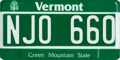 VT license plate NJO660