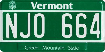 VT license plate NJO664