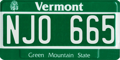 VT license plate NJO665