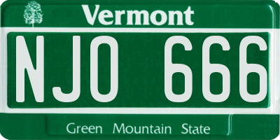 VT license plate NJO666